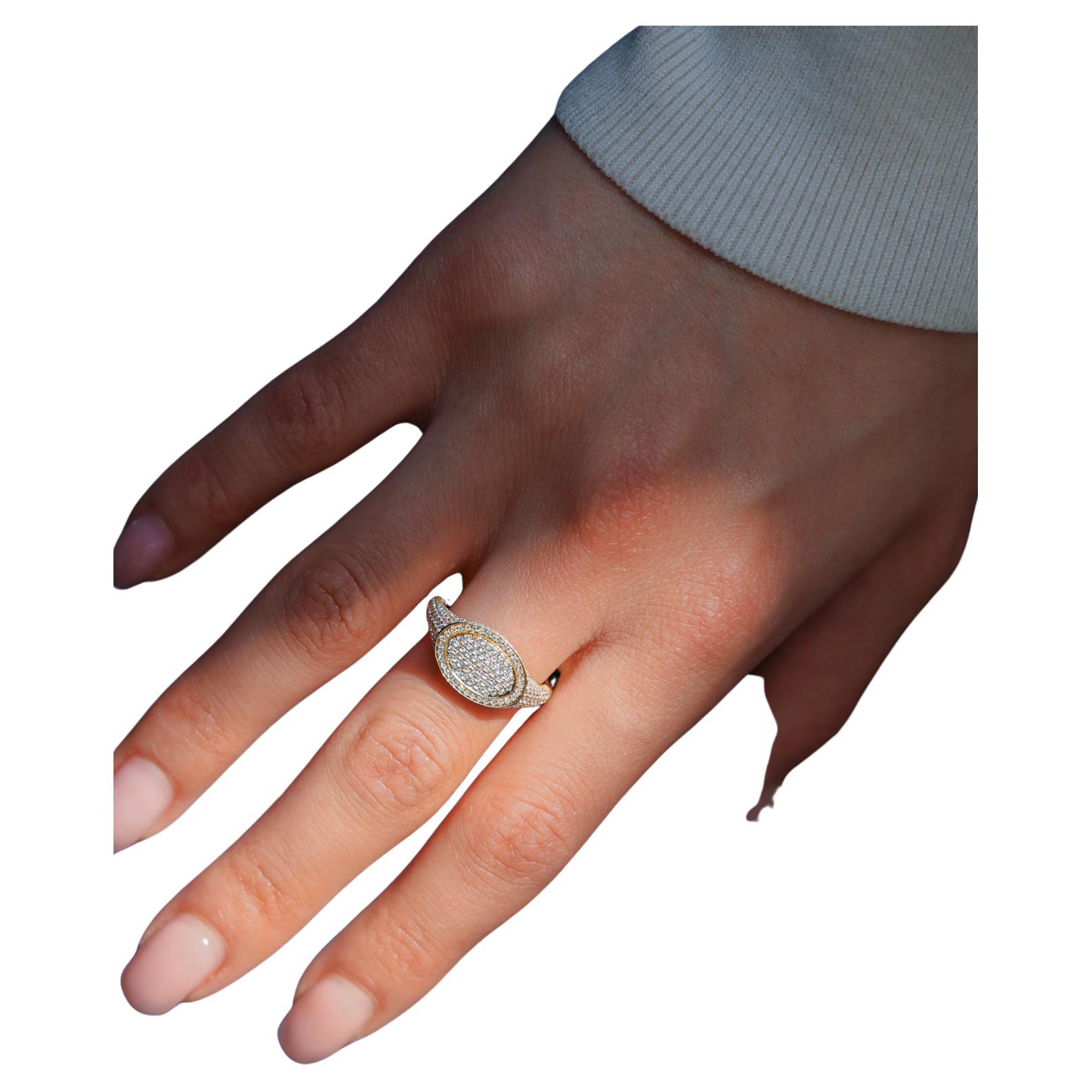 Yellow Gold Diamond Pinky Ring 1.25 cts. For Sale