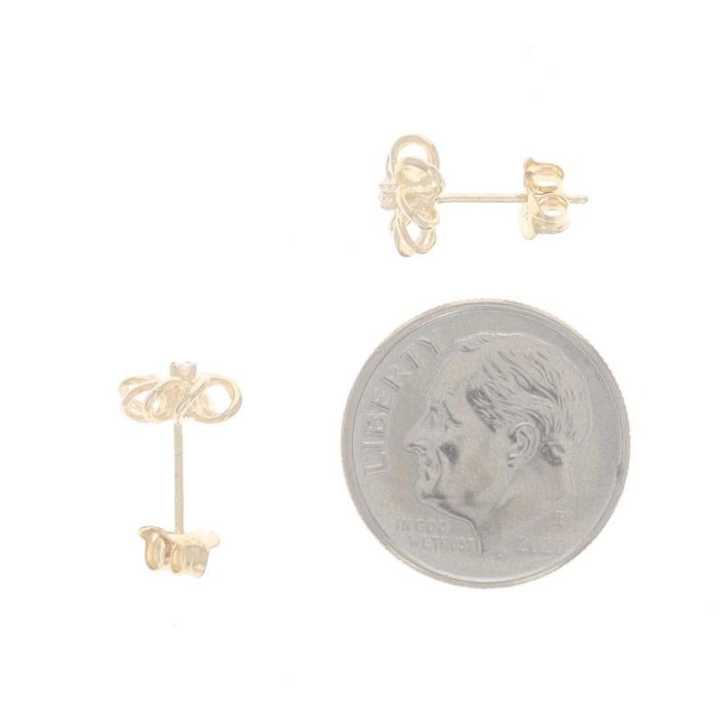Women's Yellow Gold Diamond Pinwheel Flower Stud Earrings - 14k Single Cut Pierced
