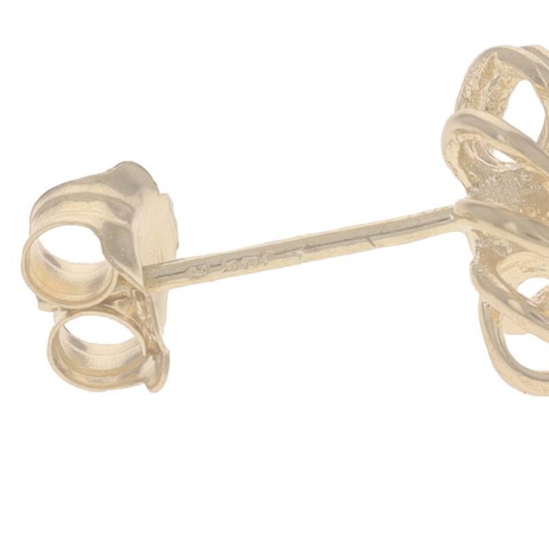 Yellow Gold Diamond Pinwheel Flower Stud Earrings - 14k Single Cut Pierced 1