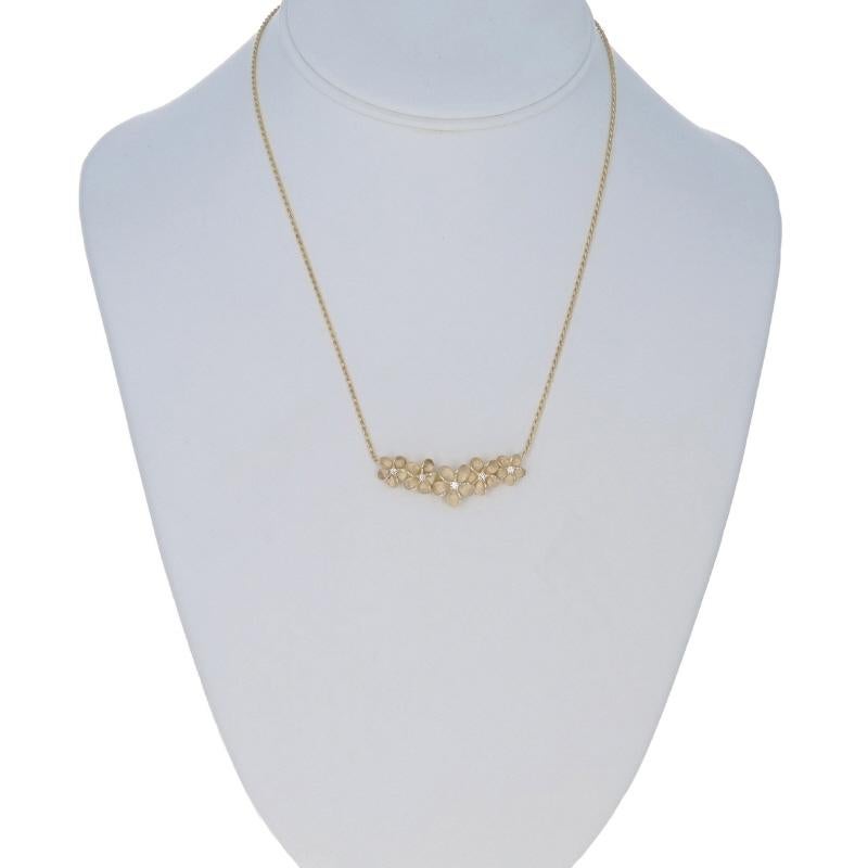 Gelbgold Diamant Plumeria Bar Halskette 16 3/4