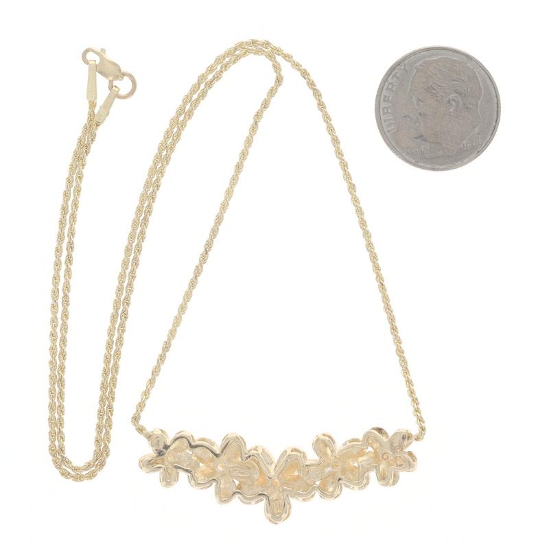 Gelbgold Diamant Plumeria Bar Halskette 16 3/4