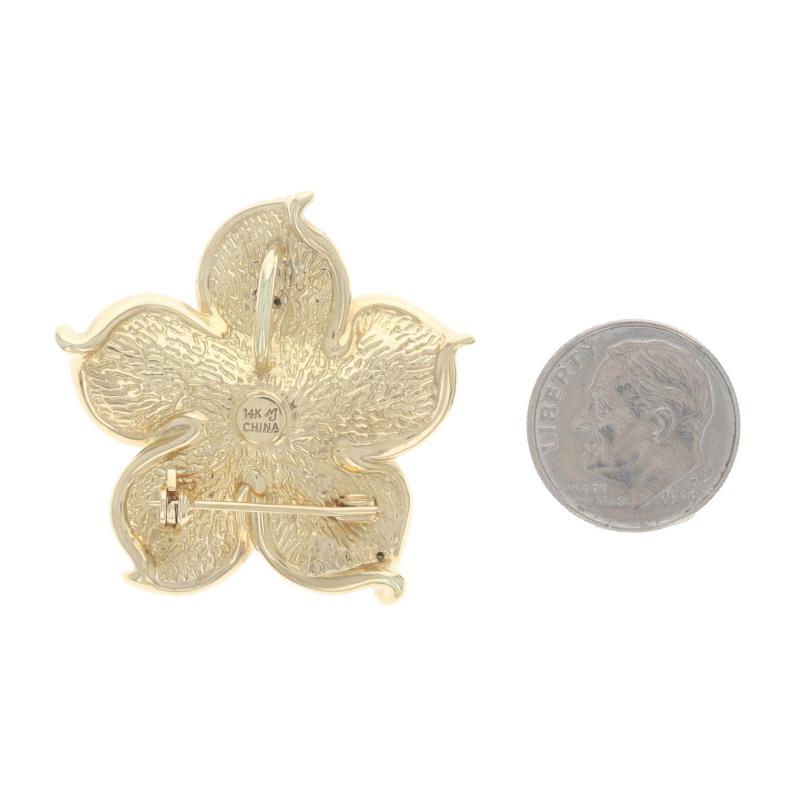 Yellow Gold Diamond Plumeria Convertible Brooch/Pendant - 14k Flower Pin In Excellent Condition For Sale In Greensboro, NC