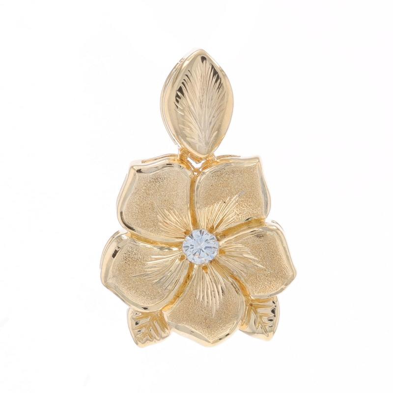 Contenuto del metallo: Oro giallo 14k

Informazioni su A. Stone

Diamante naturale
Carati: .16ct
Taglio: Rotondo brillante
Colore: G
Chiarezza: VS2

Carati totali: .16ct

Stile: Solitario
Tema: Plumeria, Fiore in fiore
Caratteristiche: Dettagli