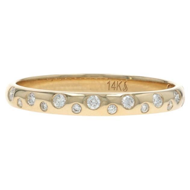 Yellow Gold Diamond Polka Dot Band - 14k Round Brilliant .16ctw Bubbles Ring For Sale