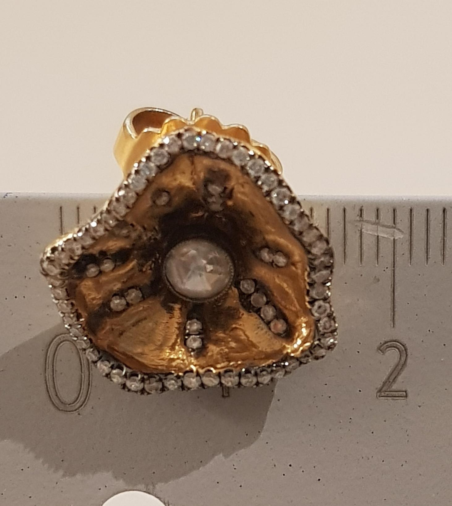 Yellow Gold Diamond Poppy Flower Earring For Sale 2