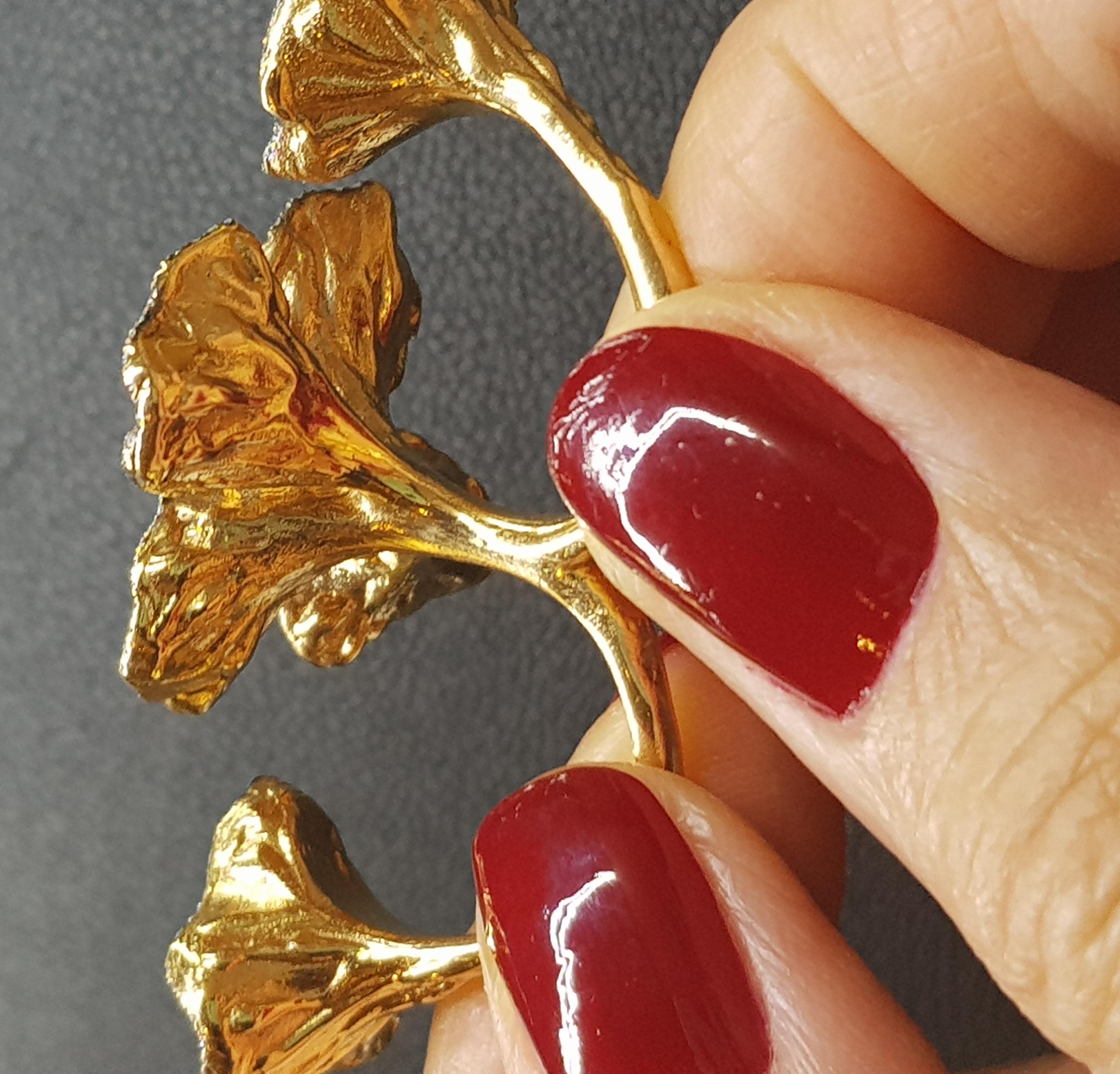 Yellow Gold Diamond Poppy Flower Ring In New Condition For Sale In Findikli, Beyoglu