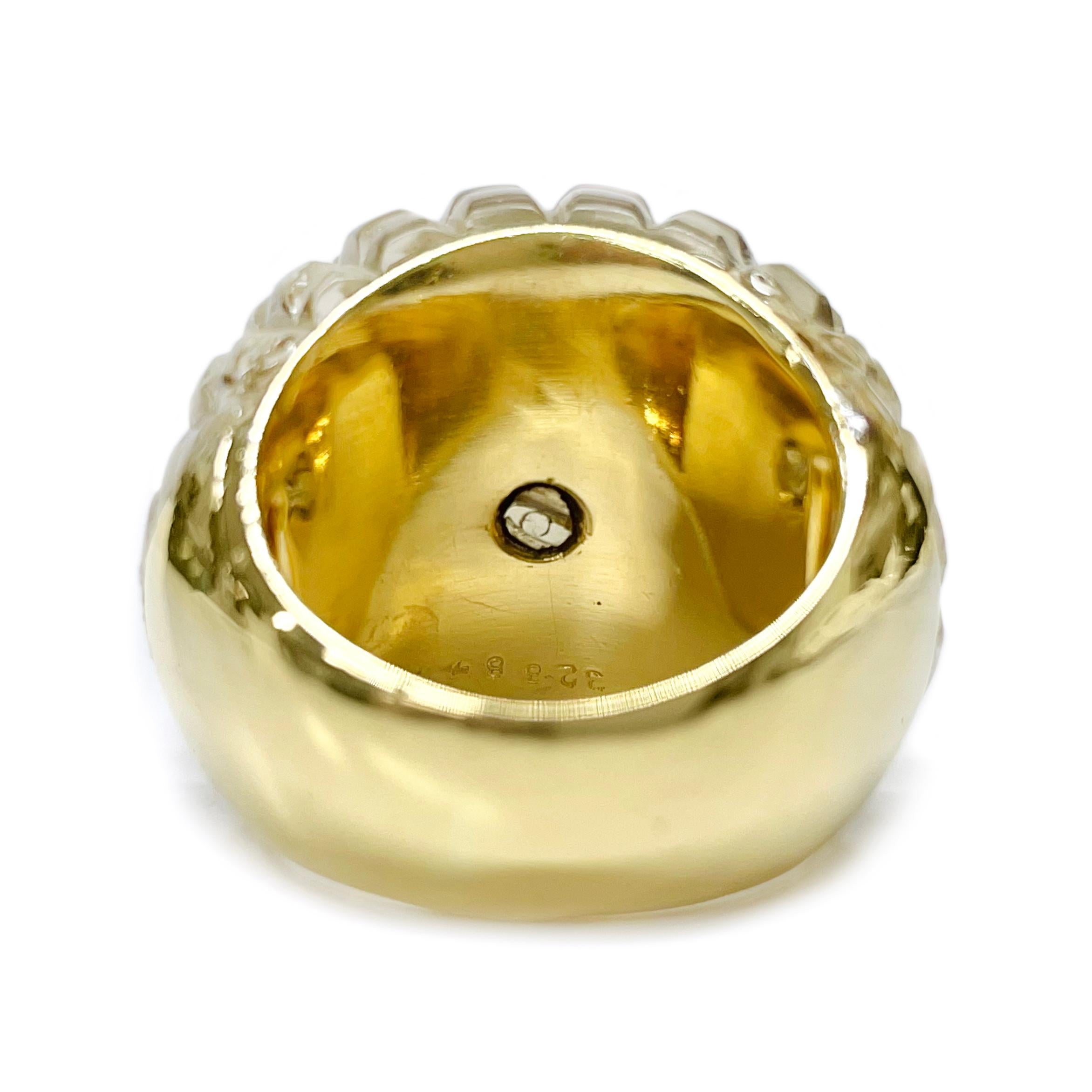 Women's or Men's Duo-Tone Diamond Quartz Ring For Sale