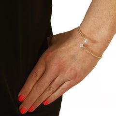 Yellow Gold Diamond Quatrefoil Bypass Bangle Bracelet 6 3/4" 14k Round .42ctw