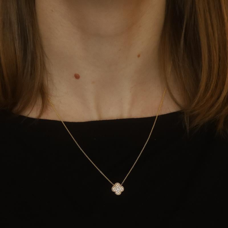Gelbgold Diamant Quatrefoil Cluster Halskette 14k Rnd .17ctw Blume Verstellbar (Rundschliff)