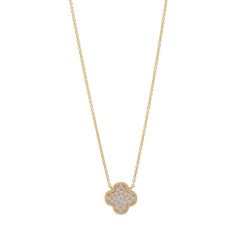 Gelbgold Diamant Quatrefoil Cluster Halskette 14k Rnd .17ctw Blume Verstellbar