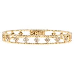 Flex Armreif aus Gelbgold mit Diamanten und Quatrefoil 6 3/4" 14k Rnd .78ctw Floral