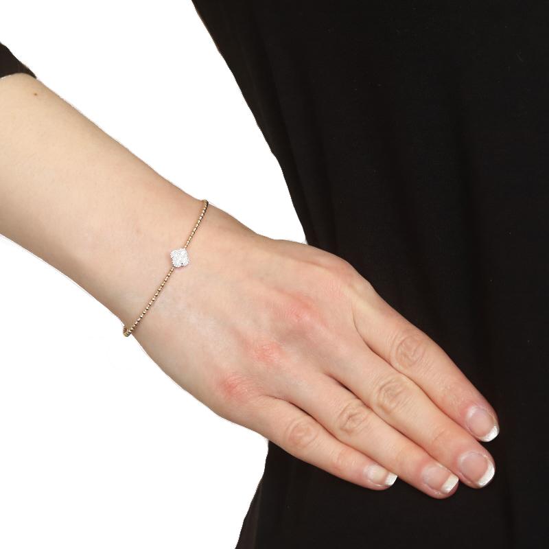 Flex Armreif aus Gelbgold mit Diamanten und Quatrefoil-Blumen Flex 6 1/2