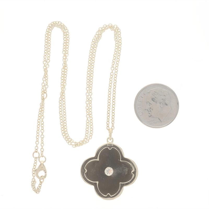 Women's Yellow Gold Diamond Quatrefoil Solitaire Necklace - 14k Rd .19ct Flower Adjust