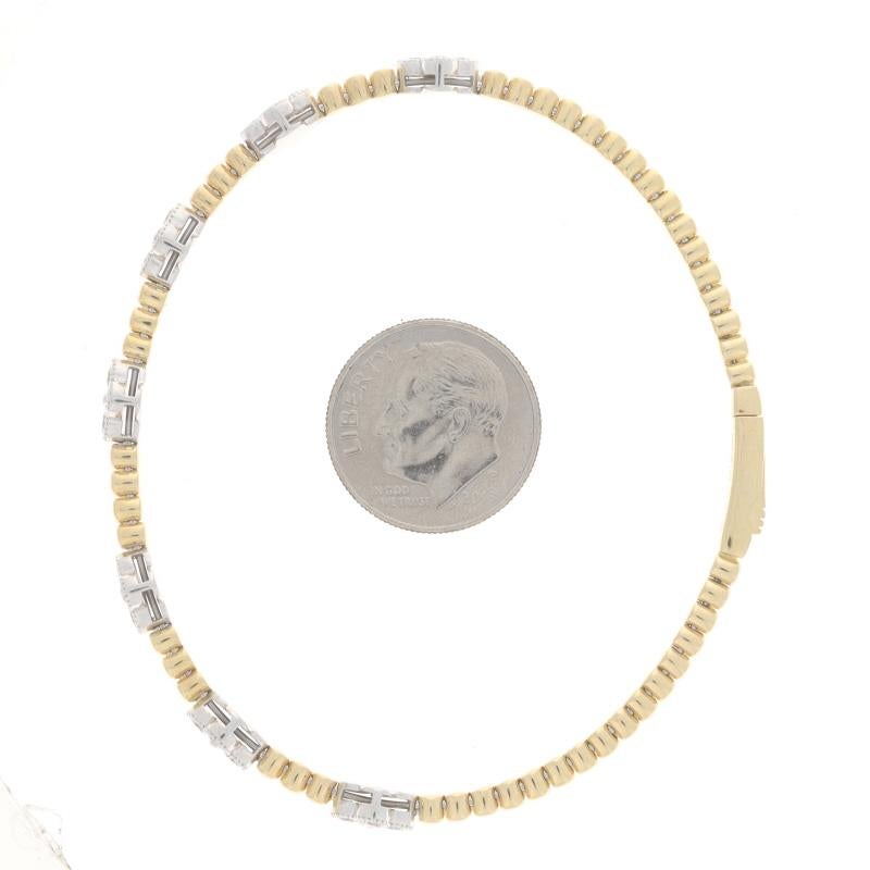 Yellow Gold Diamond Quatrefoil Station Flex Bangle Bracelet 6 1/2