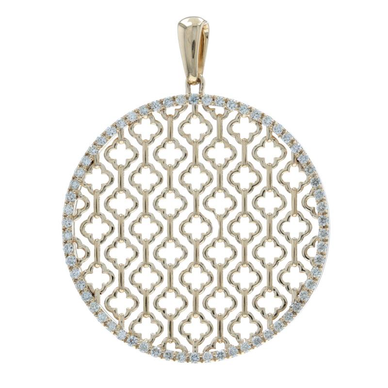 Contenu du métal : Or jaune 14k

Informations sur les pierres

Diamants naturels
Carat(s) : 0.50ctw
Coupe : Brillant rond
Couleur : G
Clarté : VS2 - SI1

Total des carats : .50ctw

Thème : Rayures quadrilobées, Cercle

Mesures

Hauteur (à partir de