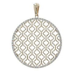 Yellow Gold Diamond Quatrefoil Stripe Pendant 14k Round Brilliant .50ctw Circle