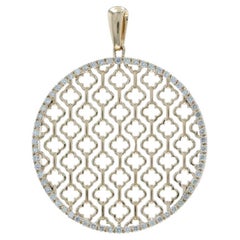 Colgante de oro amarillo con diamantes en forma de cuatrifolio 14k brillante redondo .50ctw Circle