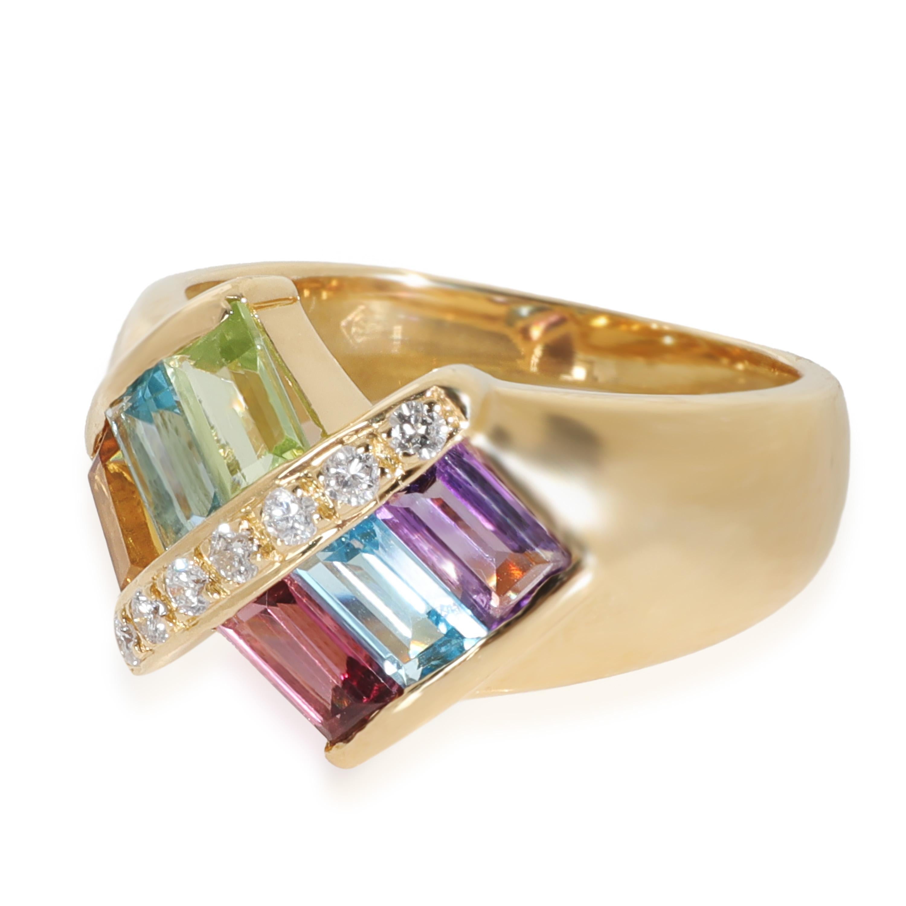 Gelbgold Diamant Rainbow Gemstone Ring im Zustand „Hervorragend“ im Angebot in New York, NY
