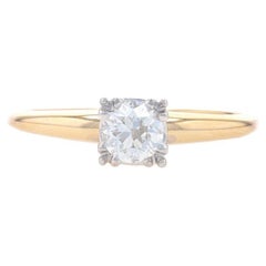 Yellow Gold Diamond Vintage Engagement Ring - 14k European .45ct Vintage