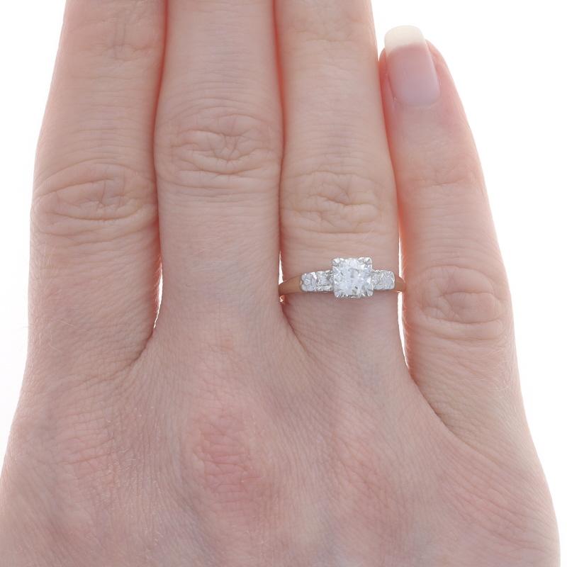 Old European Cut Yellow Gold Diamond Retro Engagement Ring - 14k European .58ctw