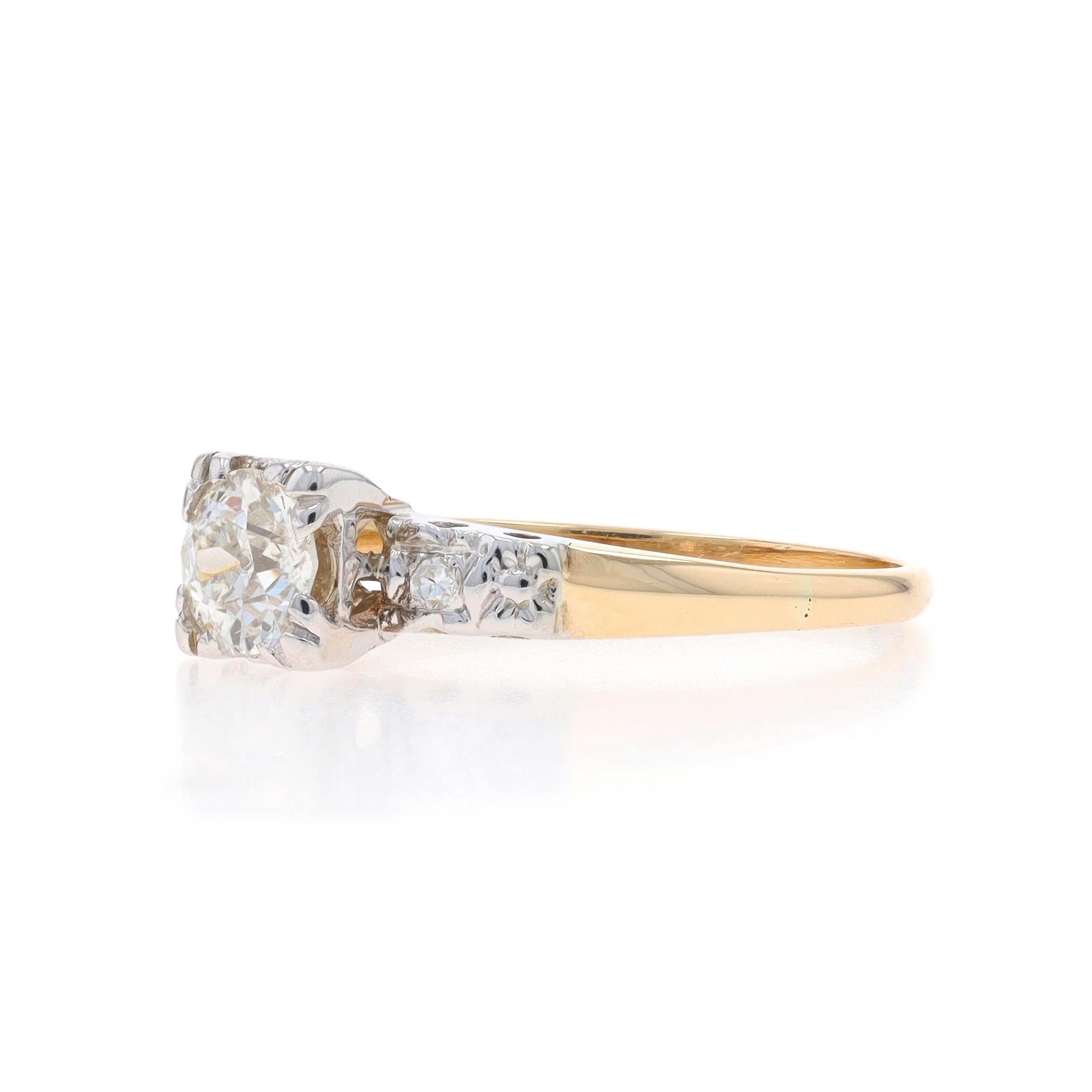 Yellow Gold Diamond Retro Engagement Ring - 14k European .58ctw In Excellent Condition In Greensboro, NC