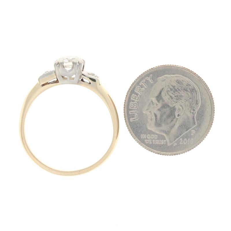 Women's Yellow Gold Diamond Retro Engagement Ring - 14k Transitional Cut .59ctw Vintage For Sale