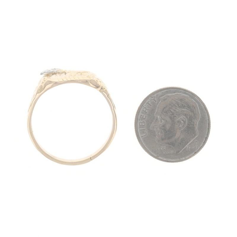 Yellow Gold Diamond Retro Floral Solitaire Ring - 14k Round Brilliant For Sale 1