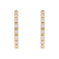 Pendientes de aro abrazador reversibles de oro amarillo con diamantes - 14k redondos .32ctw perforados