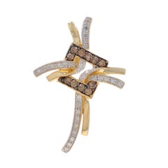 Yellow Gold Diamond Ribbon Cross Pendant - 14k Round .75ctw Faith Milgrain