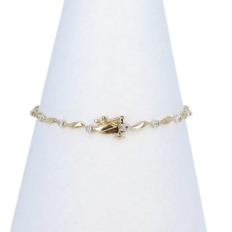 Yellow Gold Diamond Ribbon Link Bracelet 7
