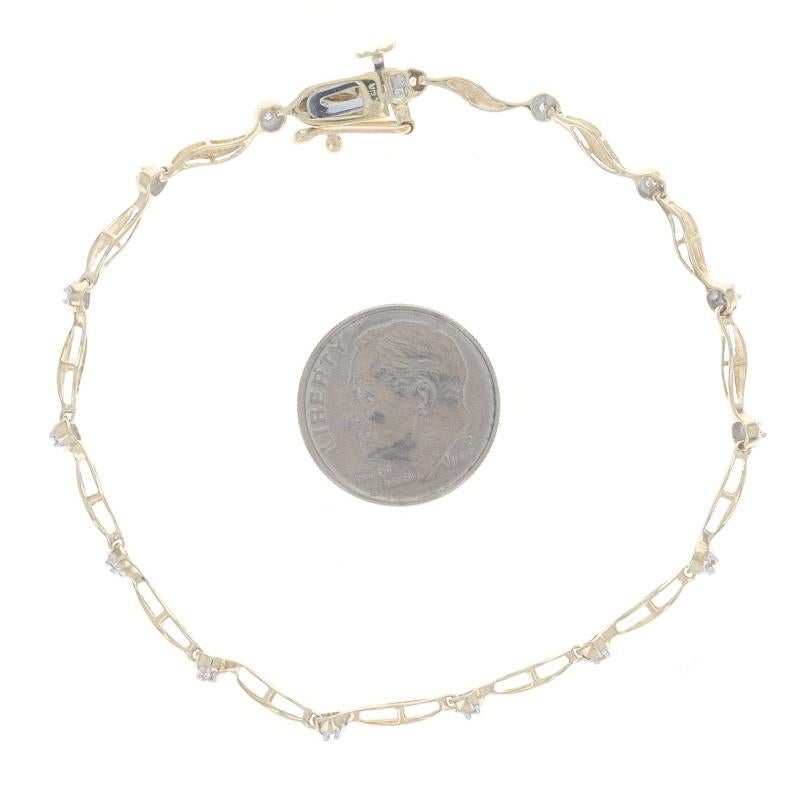 Women's Yellow Gold Diamond Ribbon Link Bracelet 7