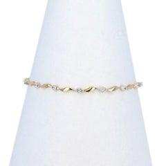 Yellow Gold Diamond Ribbon Link Bracelet 7" - 10k Single .15ctw