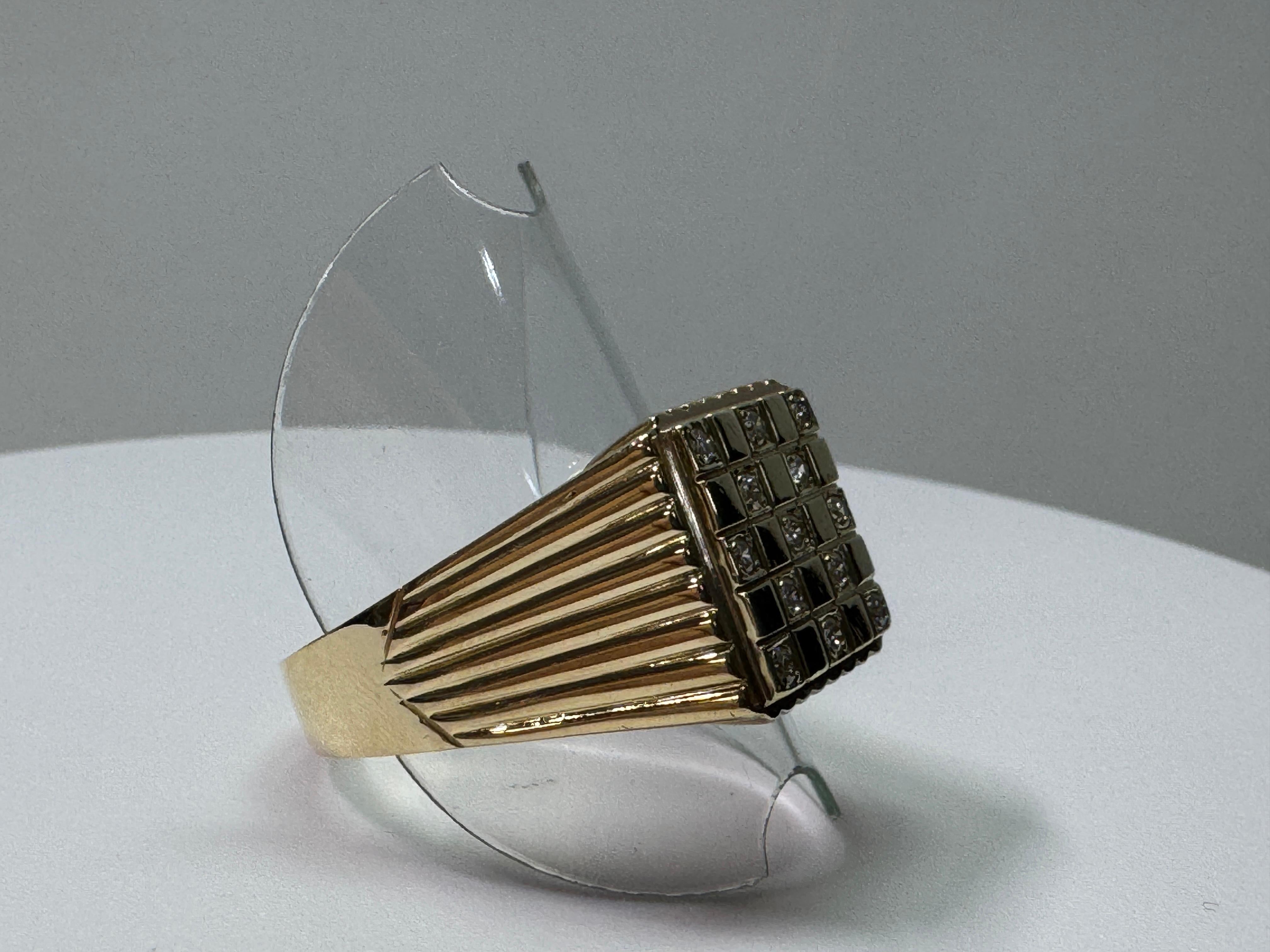 Yellow Gold Diamond Ridged Ring For Sale 1