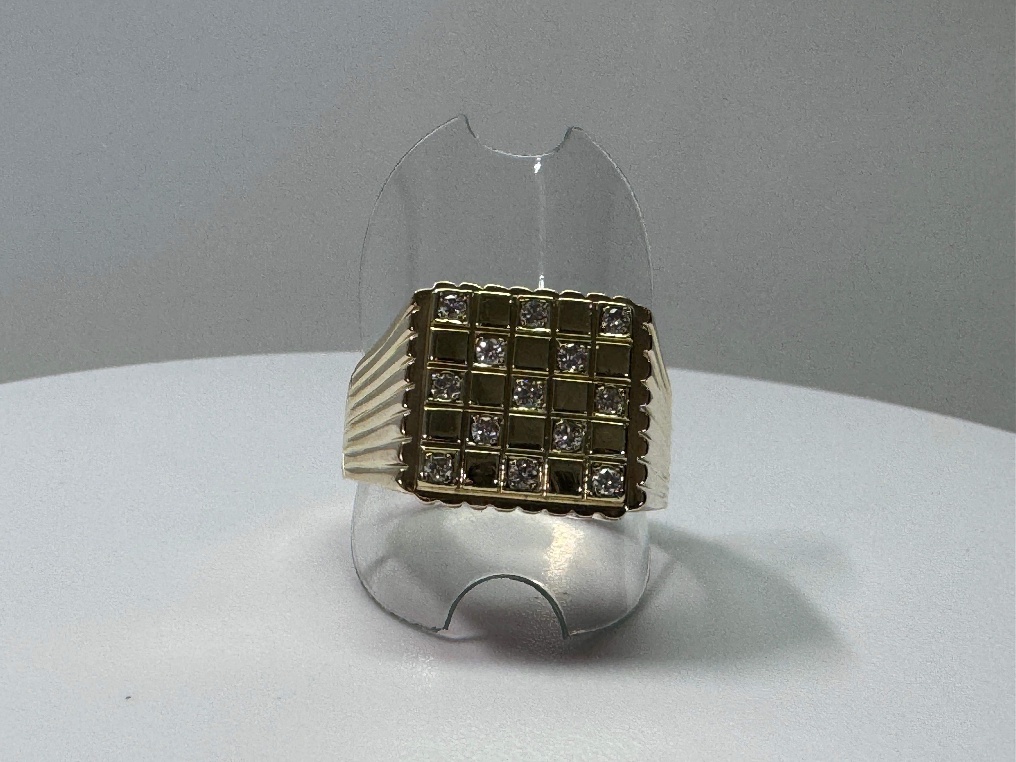Yellow Gold Diamond Ridged Ring For Sale 2