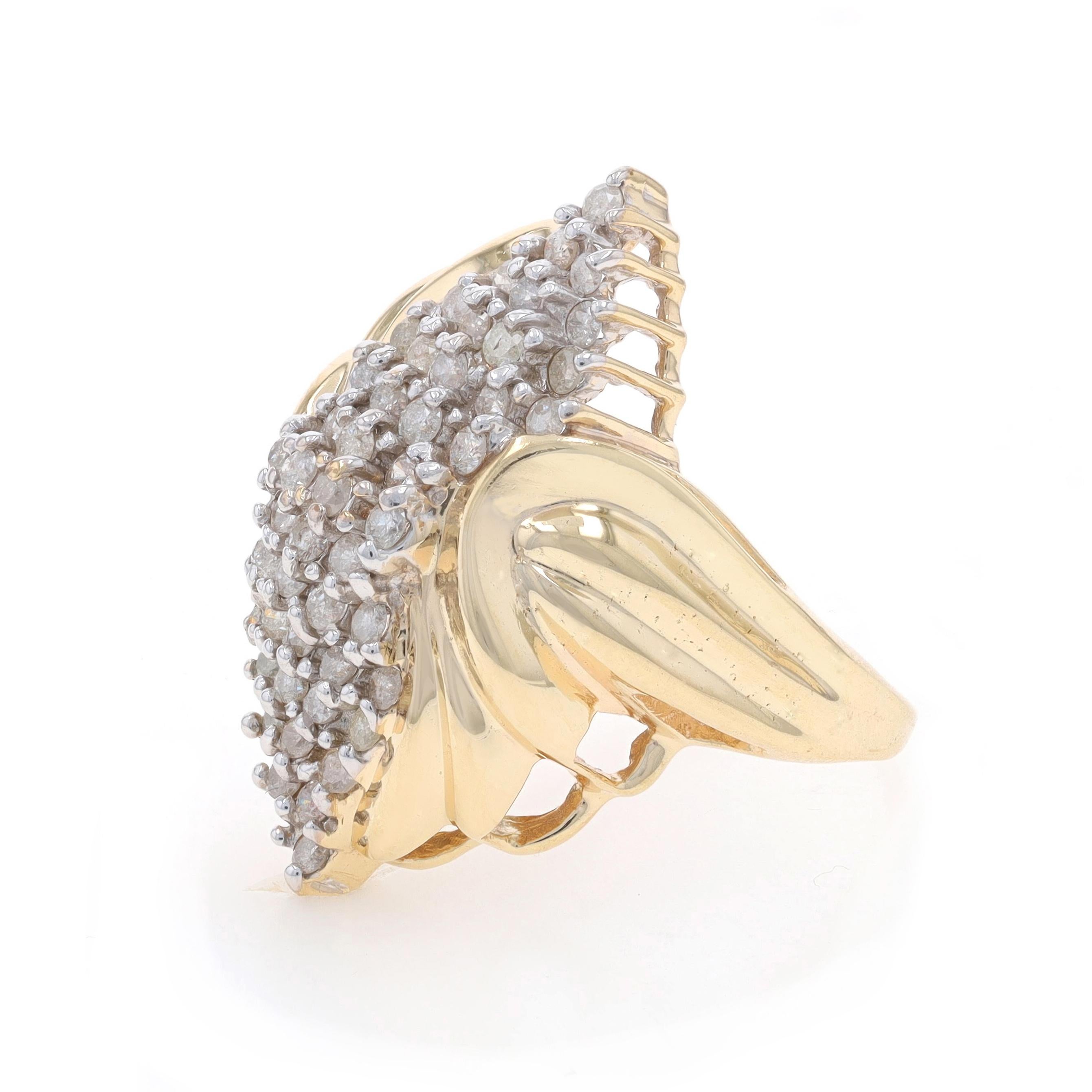 Gelbgold Diamant Ring - 10k Runde Brillant 1.00ctw Wasserfall im Zustand „Gut“ in Greensboro, NC