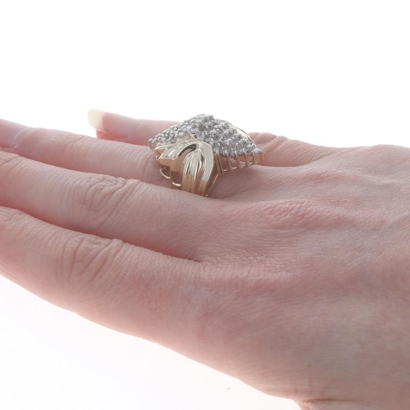 Gelbgold Diamant Ring - 10k Runde Brillant 1.00ctw Wasserfall Damen