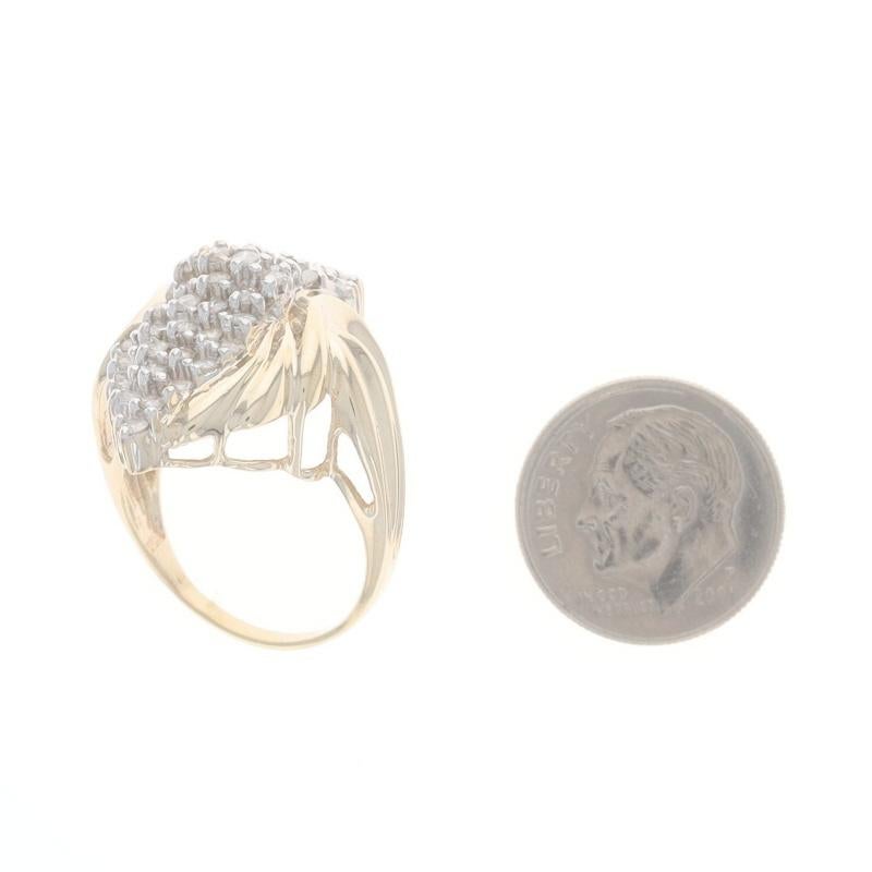 Gelbgold Diamant Ring - 10k Runde Brillant 1.00ctw Wasserfall 1