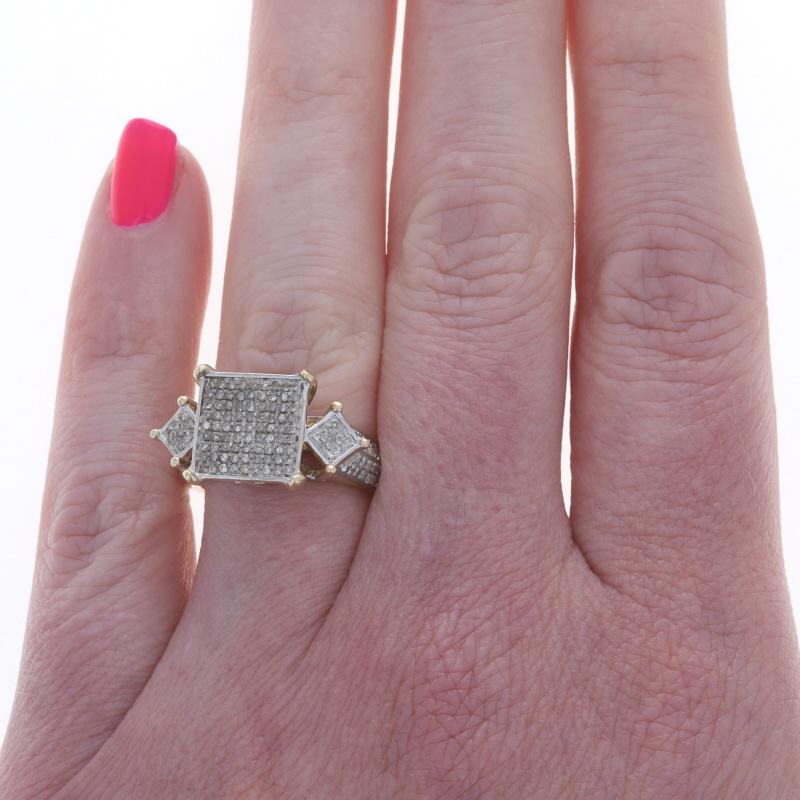 Yellow Gold Diamond Ring 10k Single Cut 1.00ctw Cluster (Einfacher Schliff) im Angebot