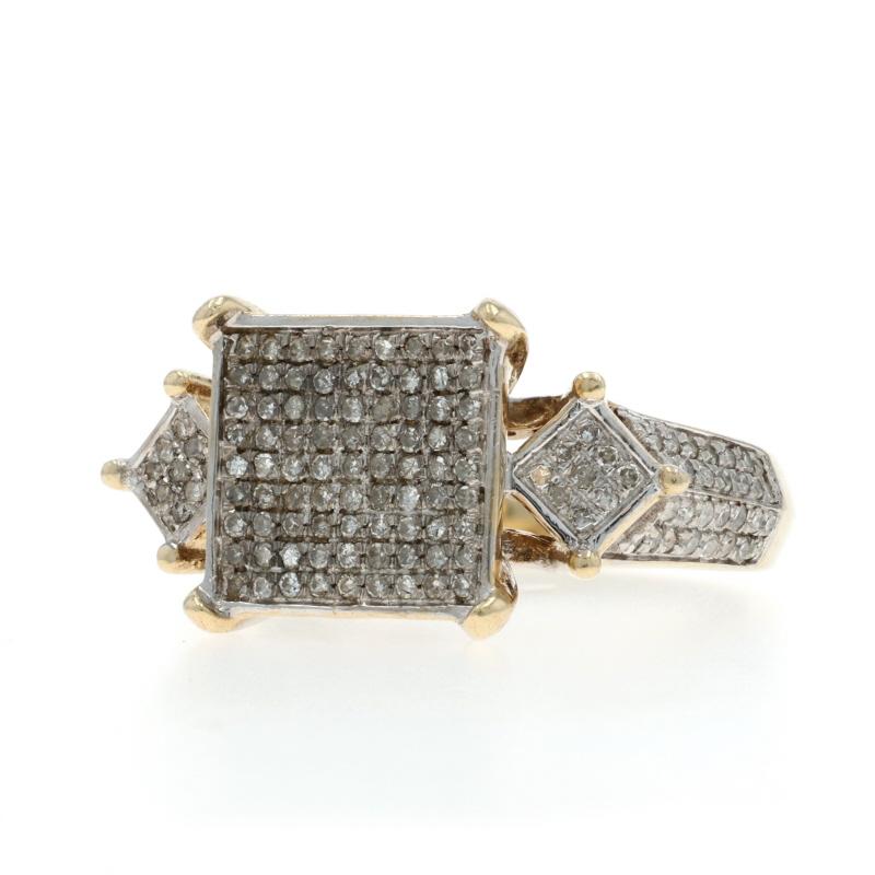 Yellow Gold Diamond Ring 10k Single Cut 1.00ctw Cluster im Zustand „Hervorragend“ im Angebot in Greensboro, NC