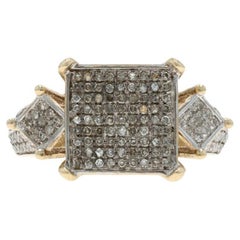 Yellow Gold Diamond Ring 10k Single Cut 1.00ctw Cluster