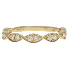 Gelbgold-Diamantring, 14 Karat runder Brillantschliff .29 Karat Ehering