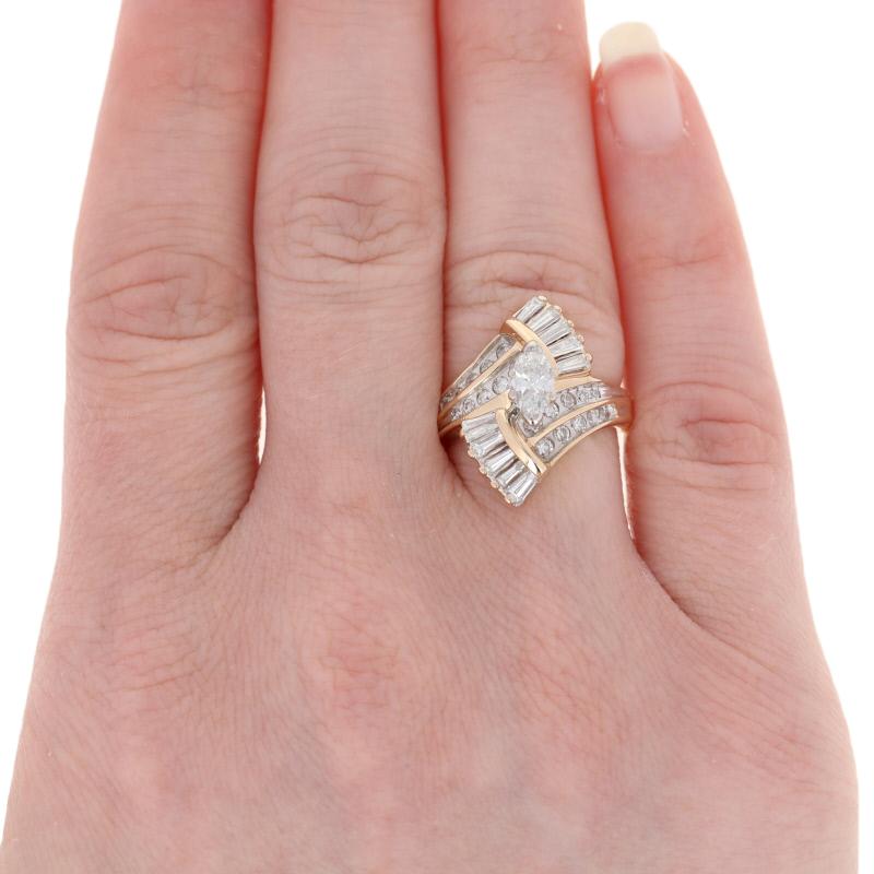 Verlobungsring aus Gelbgold mit 1,80 Karat Diamant im Marquise-Schliff, 14 Karat (Marquiseschliff)