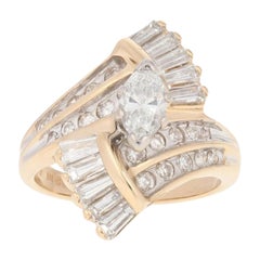 Verlobungsring aus Gelbgold mit 1,80 Karat Diamant im Marquise-Schliff, 14 Karat