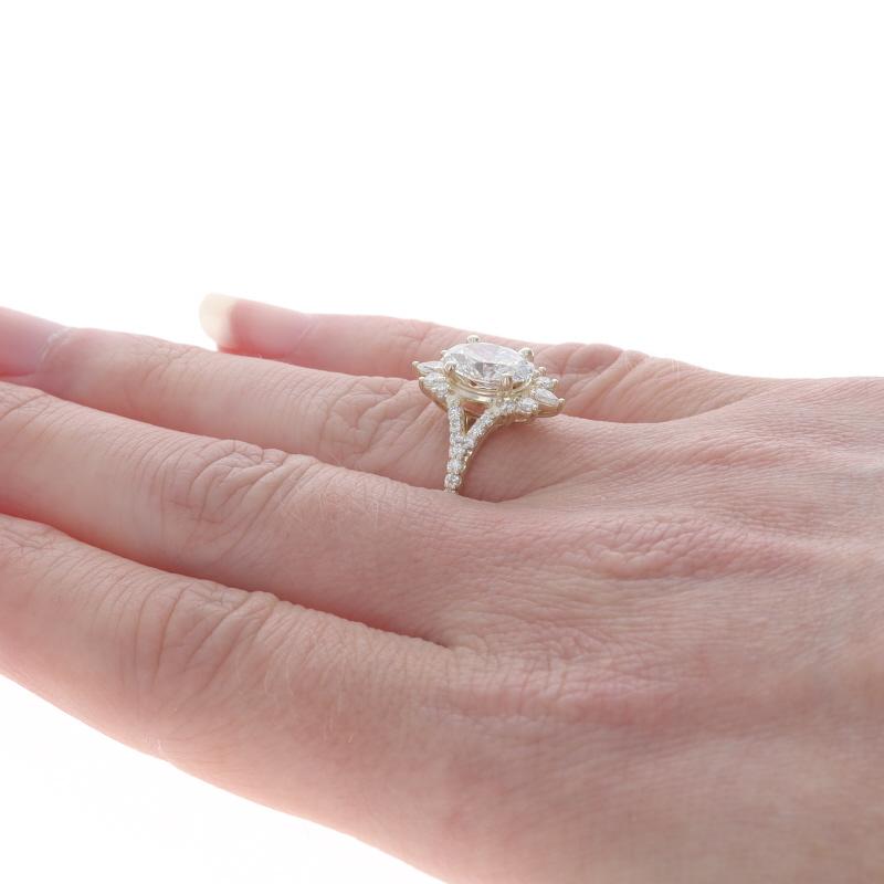 Bague en or jaune avec diamant - 14k Oval 2.90ctw GIA Pour femmes en vente