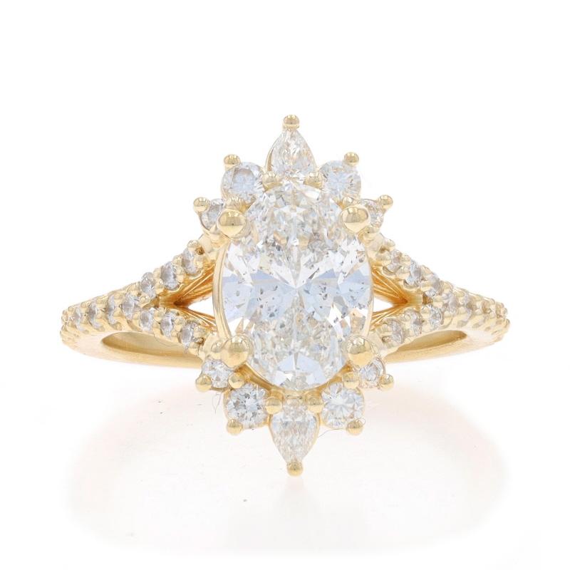 Yellow Gold Diamond Ring - 14k Oval 2.90ctw GIA