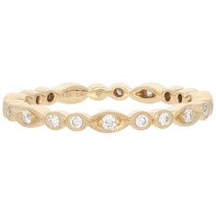 Gelbgold Diamantring, 14k runder Brillant 0,24 Karat Ewigkeits-Ehering