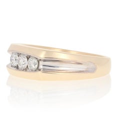 Yellow Gold Diamond Ring, 14k Round Brilliant Cut .50ctw Men's Wedding Band