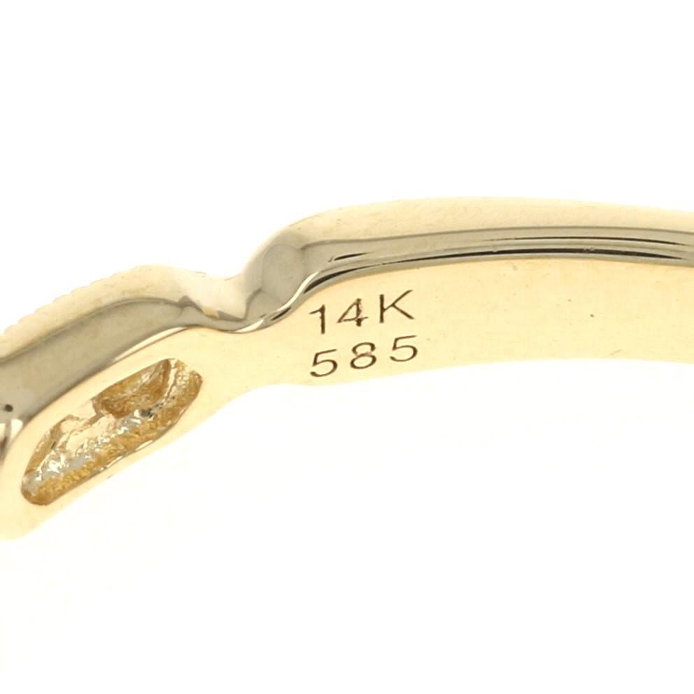 Yellow Gold Diamond Ring 14k Round Cut .25 Carat Stackable Milgrain Wedding Band 1