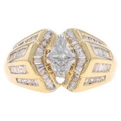 Gelbgold-Diamantring - 14k Trillion, rund, & Baguette 1,50ctw Verlobungsring