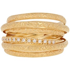 Vintage Yellow Gold Diamond Ring, 18 Karat Round Brilliant Cut .15 Carat Women's